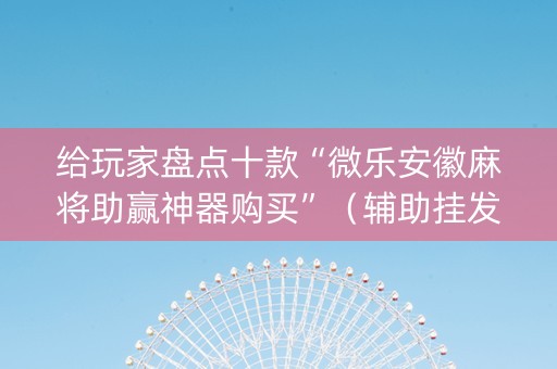 给玩家盘点十款“微乐安徽麻将助赢神器购买”（辅助挂发牌规律)