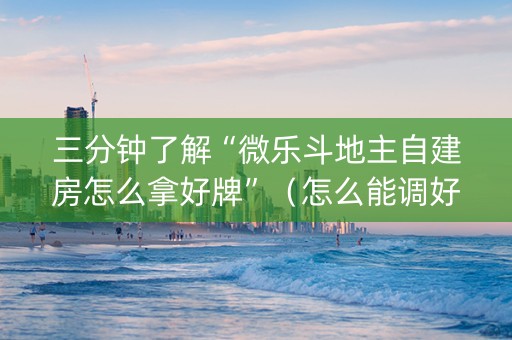 三分钟了解“微乐斗地主自建房怎么拿好牌”（怎么能调好牌)
