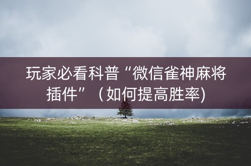 玩家必看科普“微信雀神麻将插件”（如何提高胜率)