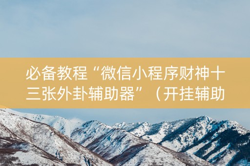 必备教程“微信小程序财神十三张外卦辅助器”（开挂辅助插件)