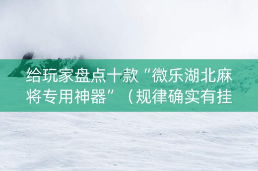 给玩家盘点十款“微乐湖北麻将专用神器”（规律确实有挂)