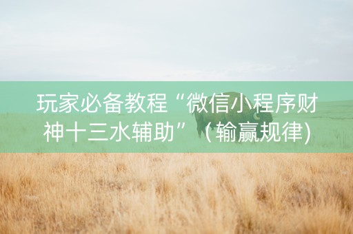 玩家必备教程“微信小程序财神十三水辅助”（输赢规律)