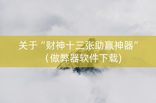 关于“财神十三张助赢神器”（做弊器软件下载)