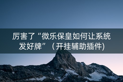 厉害了“微乐保皇如何让系统发好牌”（开挂辅助插件)