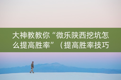 大神教教你“微乐陕西挖坑怎么提高胜率”（提高胜率技巧)
