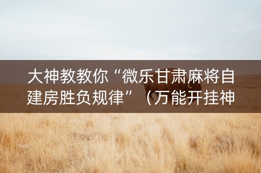大神教教你“微乐甘肃麻将自建房胜负规律”（万能开挂神器)