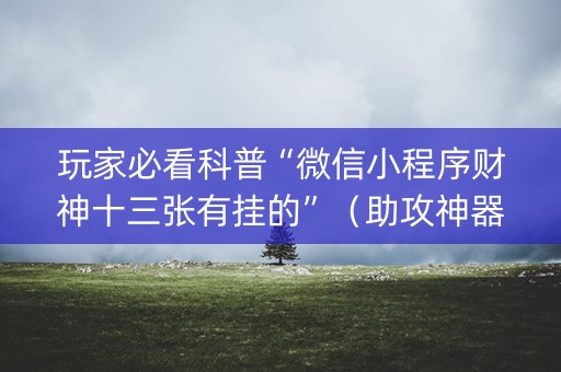 玩家必看科普“微信小程序财神十三张有挂的”（助攻神器)