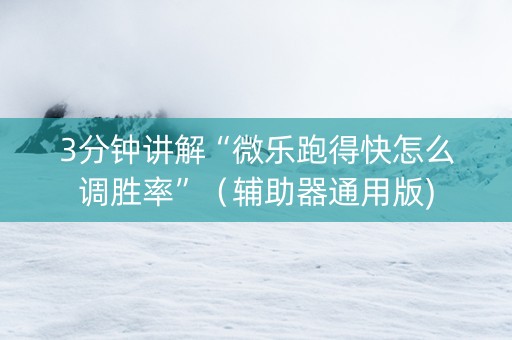 3分钟讲解“微乐跑得快怎么调胜率”（辅助器通用版)