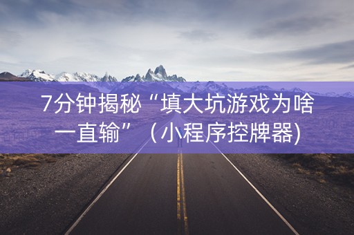 7分钟揭秘“填大坑游戏为啥一直输”（小程序控牌器)