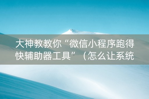 大神教教你“微信小程序跑得快辅助器工具”（怎么让系统给你发好牌)