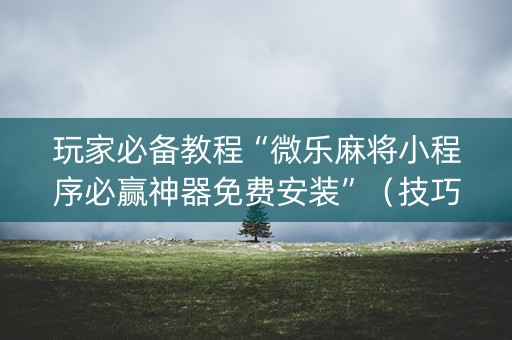 玩家必备教程“微乐麻将小程序必赢神器免费安装”（技巧和打好牌方法)