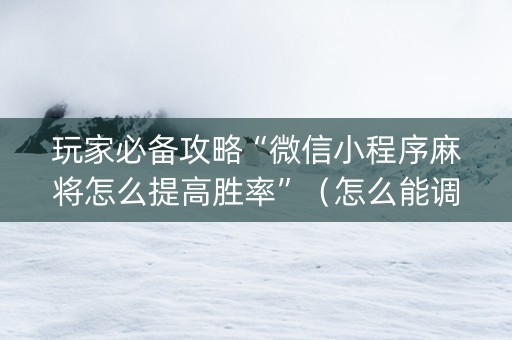 玩家必备攻略“微信小程序麻将怎么提高胜率”（怎么能调好牌)