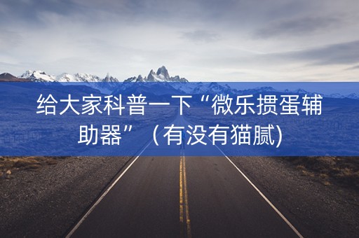 给大家科普一下“微乐掼蛋辅助器”（有没有猫腻)