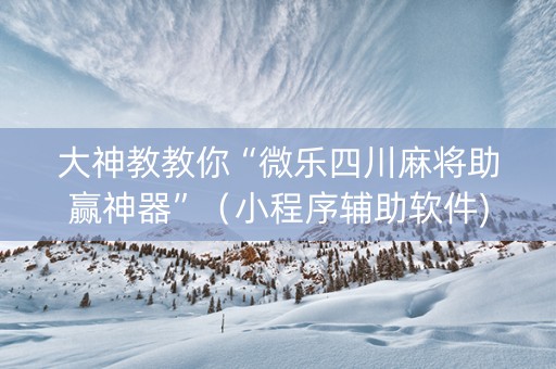 大神教教你“微乐四川麻将助赢神器”（小程序辅助软件)