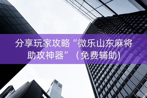 分享玩家攻略“微乐山东麻将助攻神器”（免费辅助)