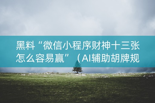 黑料“微信小程序财神十三张怎么容易赢”（AI辅助胡牌规则)