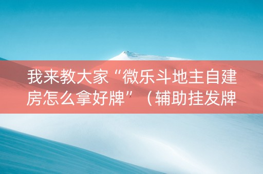 我来教大家“微乐斗地主自建房怎么拿好牌”（辅助挂发牌规律)