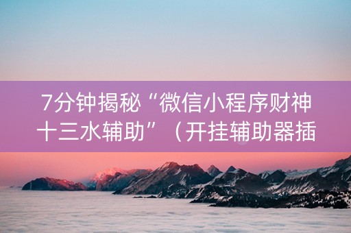 7分钟揭秘“微信小程序财神十三水辅助”（开挂辅助器插件)