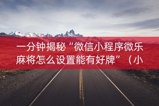 一分钟揭秘“微信小程序微乐麻将怎么设置能有好牌”（小程序辅助软件)