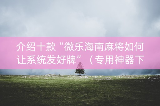 介绍十款“微乐海南麻将如何让系统发好牌”（专用神器下载)