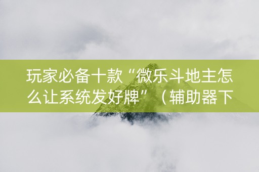 玩家必备十款“微乐斗地主怎么让系统发好牌”（辅助器下载)