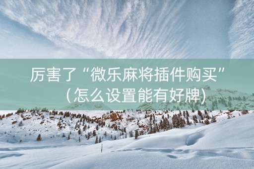 厉害了“微乐麻将插件购买”（怎么设置能有好牌)