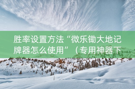 胜率设置方法“微乐锄大地记牌器怎么使用”（专用神器下载)