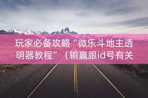 玩家必备攻略“微乐斗地主透明器教程”（输赢跟id号有关系吗)