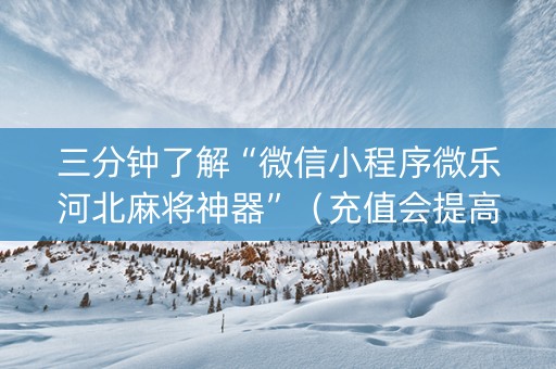 三分钟了解“微信小程序微乐河北麻将神器”（充值会提高胜率么)