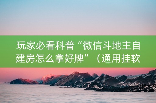 玩家必看科普“微信斗地主自建房怎么拿好牌”（通用挂软件多少钱)