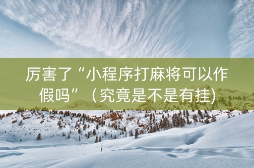 厉害了“小程序打麻将可以作假吗”（究竟是不是有挂)