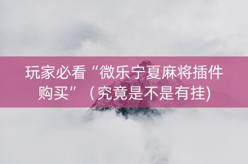 玩家必看“微乐宁夏麻将插件购买”（究竟是不是有挂)