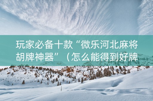 玩家必备十款“微乐河北麻将胡牌神器”（怎么能得到好牌)