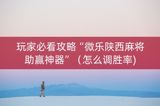 玩家必看攻略“微乐陕西麻将助赢神器”（怎么调胜率)