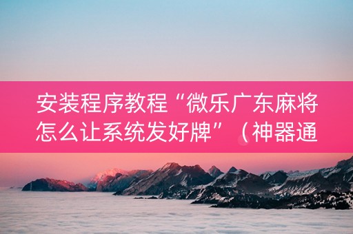 安装程序教程“微乐广东麻将怎么让系统发好牌”（神器通用版)