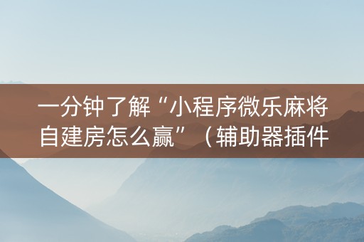 一分钟了解“小程序微乐麻将自建房怎么赢”（辅助器插件)