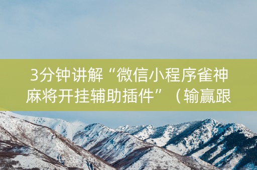 3分钟讲解“微信小程序雀神麻将开挂辅助插件”（输赢跟id号有关系吗)