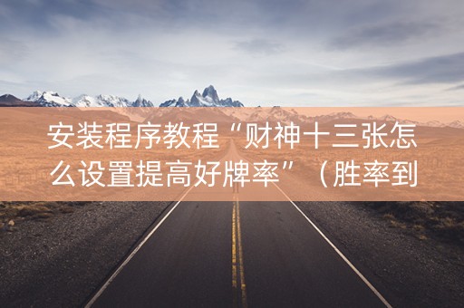 安装程序教程“财神十三张怎么设置提高好牌率”（胜率到哪调)
