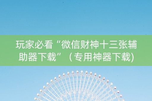 玩家必看“微信财神十三张辅助器下载”（专用神器下载)