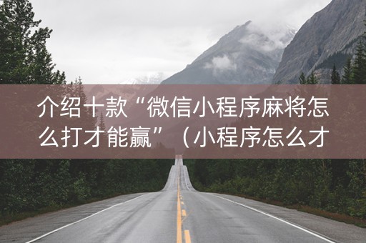 介绍十款“微信小程序麻将怎么打才能赢”（小程序怎么才会赢)