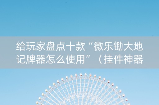 给玩家盘点十款“微乐锄大地记牌器怎么使用”（挂件神器)