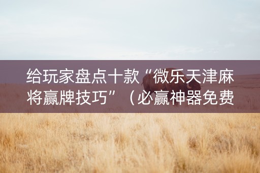 给玩家盘点十款“微乐天津麻将赢牌技巧”（必赢神器免费安装)