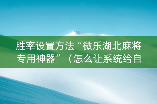 胜率设置方法“微乐湖北麻将专用神器”（怎么让系统给自己好牌)