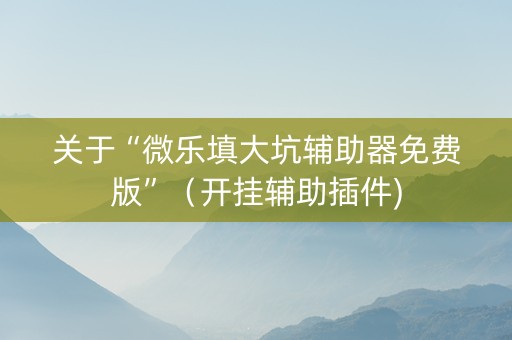 关于“微乐填大坑辅助器免费版”（开挂辅助插件)