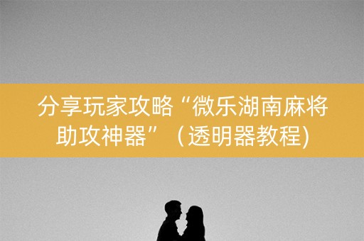 分享玩家攻略“微乐湖南麻将助攻神器”（透明器教程)