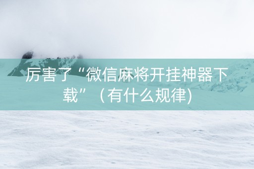厉害了“微信麻将开挂神器下载”（有什么规律)