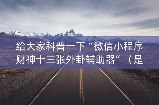 给大家科普一下“微信小程序财神十三张外卦辅助器”（是否能开挂)
