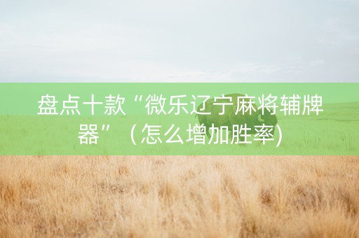 盘点十款“微乐辽宁麻将辅牌器”（怎么增加胜率)