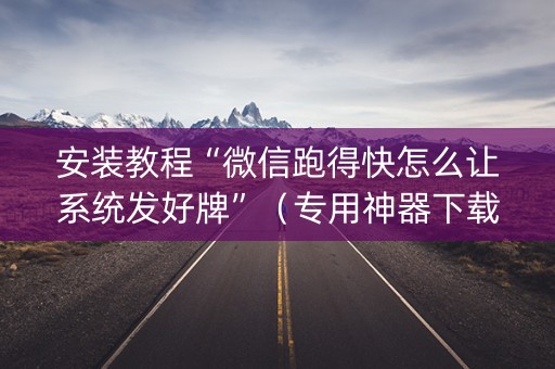 安装教程“微信跑得快怎么让系统发好牌”（专用神器下载)