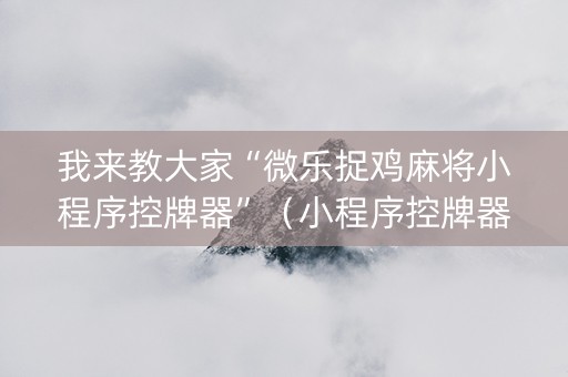 我来教大家“微乐捉鸡麻将小程序控牌器”（小程序控牌器)